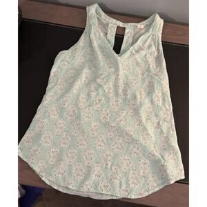 Old Navy Women's Aqua Tank Top With White Floral Print, XS